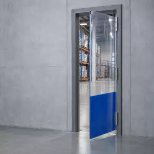 Маятниковая распашная одностворчатая эластичная дверь из ПВХ 300*90